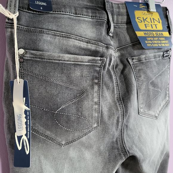 NWT Seven7 Washed Gray Mid Rise Luxury Skin Fit Legging Moto Skinny Jeans - Picture 13 of 16